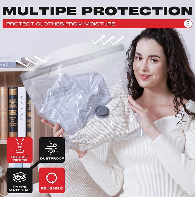 Travel Vacuum Storage Bags with Rechargeable USB Pump, 9 Pack Carry-On Size Compression Packing Bags for Luggage and Suitcase, Space Saver for Clothes and Clothing Travel