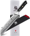 KYOKU Kiritsuke Chef Knife 8.5" - Shogun Series - Japanese VG10 Steel Core Forged Damascus Blade - with Sheath & Case