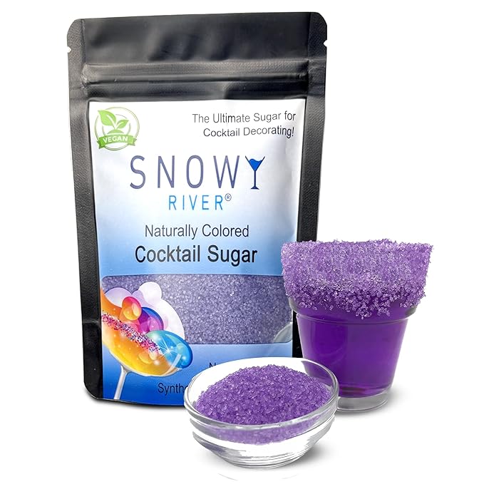 Snowy River Purple, Cocktail & Margarita Sugar Rimmer - Vibrant Naturally Colored Sugar for Cocktail Rimming, Baking & Decorating, Medium Crystal - 4oz