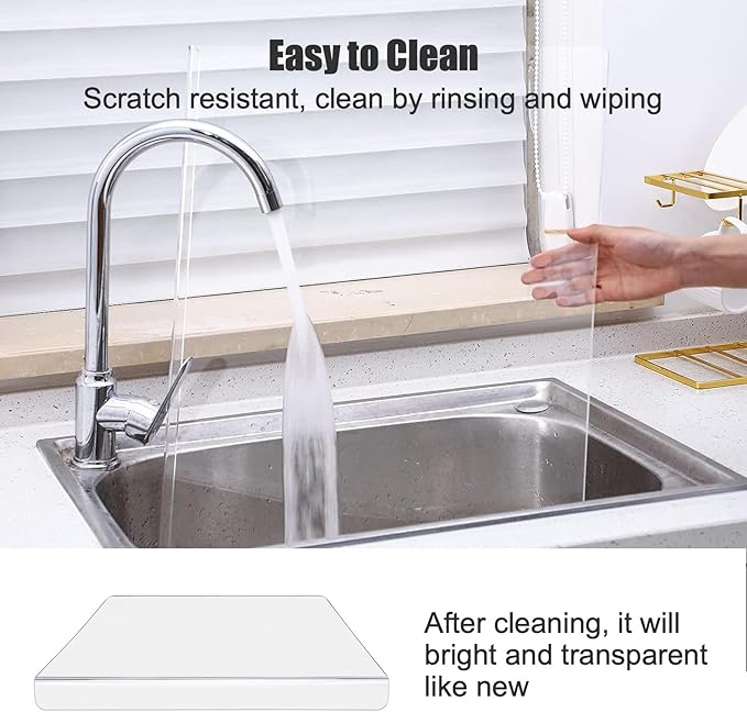 Acrylic Cutting Boards for Kitchen Counter，Clear Cutting Board for Countertop with Lip, Upgraded Thicker Non-Slip Transparent Acrylic Cutting Board for Countertop for Home (18 * 14in) (Large)