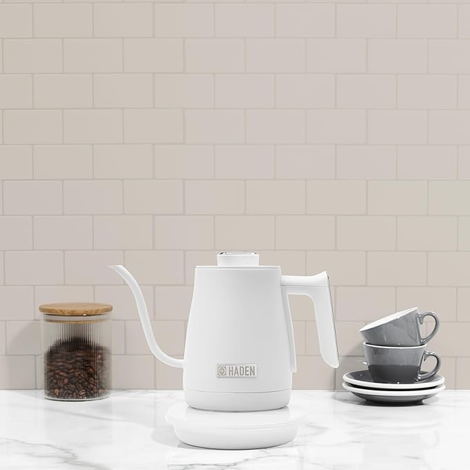 Haden Electric Tea Kettle, Gooseneck Hot Water Boiler, 0.6L Teapot, Ivory/Copper
