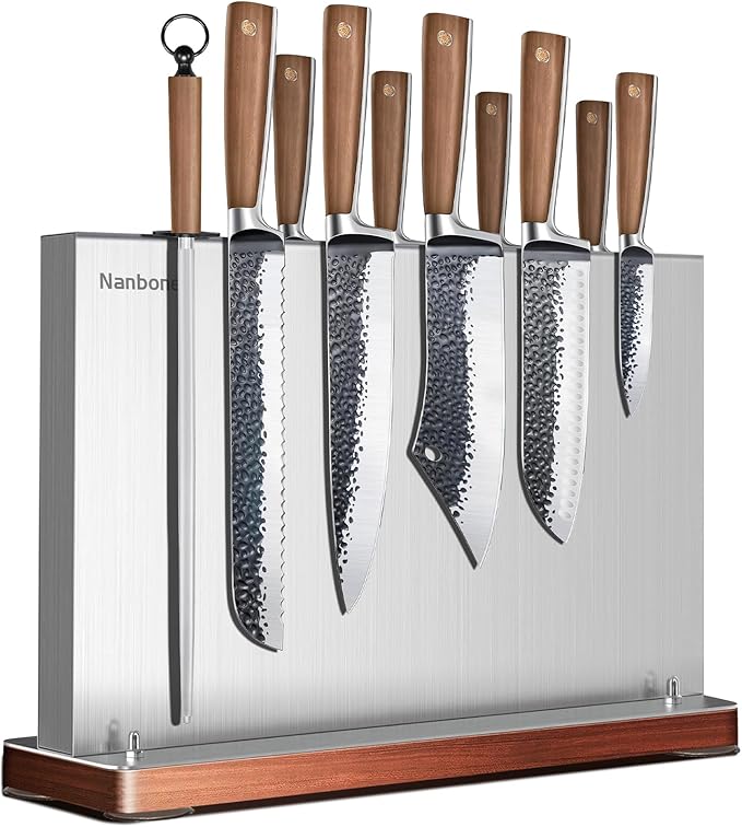 Metal Magnetic Knife Holder Magnets Kitchen Storage Universal Magnetic Knife Block Without Knives Stainless Steel Knife Magnetic Strip Stand Race Cutlery Display Stand Saves Counter Space