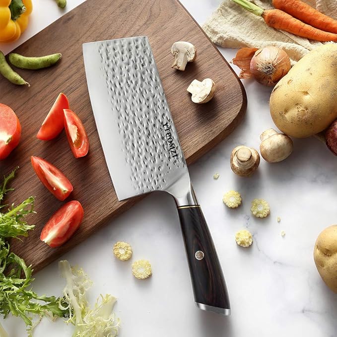 Non-stick Cleaver Knife 7-inch, Chinese Chef's Knife for Kitchen, High Carbon German Stainless Steel Vegetable Chopping Knife, China Chopper | CaiDao, Ergonomic Handle, Gift Boxed (7" Meat Cleaver)