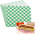 PATIKIL 5.9" x 5.9" Waxed Paper Sheets, 100Pcs Square Pattern Oil-absorbing Dry Food Wrapping Paper for Bakery Coffee Shop Home Baking Kitchen DIY, Green