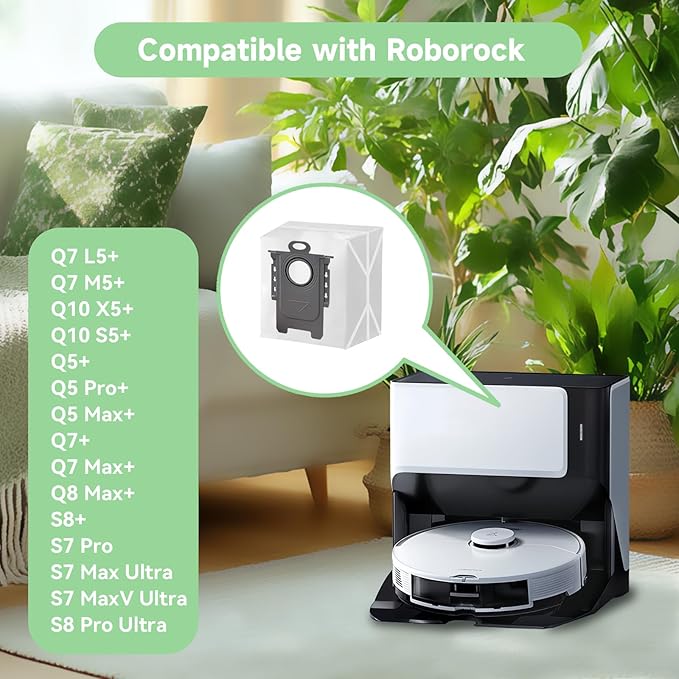 20 Pack Q7 M5+ Dust Bags for Roborock Q7 M5+, Q5 Max+, Q10 S5+, Q10 X5+, Q8 Max+, Q7 Max+, S7 Max Ultra, S8+ Robot Vacuum – Large Capacity Disposable Bag Accessories