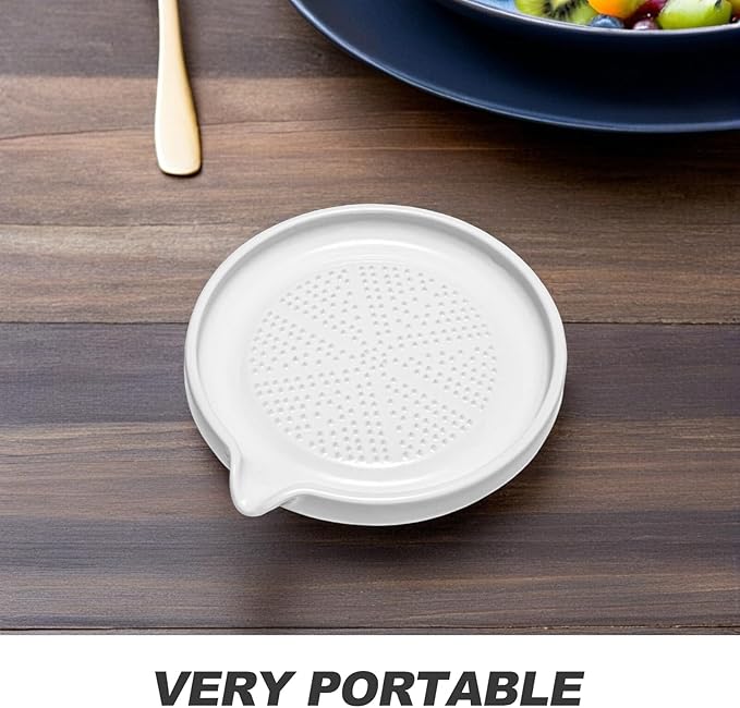 5" Ceramic Grater for Ginger Garlic, Ceramic Grinder Plate, Multi-Purpose Non-Slip Zester for Cheese, Citrus, Chocolate & Spices, Rust-Proof & Dishwasher Safe, Medium-Fine Grater Surface