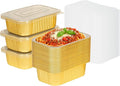 40 Pack 2LB Gold Aluminum Foil Pans with Lids Heavy Duty 7.2"×5"×2.2" Foil Food Containers with Lids, Tin Foil Pans for Baking, Meal Prep, Freezer, Heating and Takeout