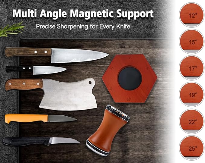 Rolling Knife Sharpener Kit, Kitchen Knife Sharpener with 15 & 20 Degree Sharpening with 2pcs Polishing Disc & 2pcs Grinding Disc for Kitchen Knives, Pocket Knives, Chef's Knives