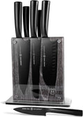 Schmidt Brothers - Jet Black Series 7-Piece Kitchen Knife Set, High-Carbon German Stainless Steel Cutlery, Pure Matte Black Titanium Finish With Clear Acrylic Magnetic Knife Block