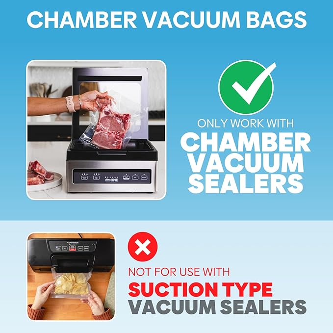 Chamber Vacuum Sealer Bags,8"x12" 200 Pcs Pre-cut Chamber Machine Pouches,Heavy Duty Chamber Vacuum Bags for Commercial Sealer,Food Storage,Meal Prep,Sous Vide,Meat Cheese Goods, BPA Free