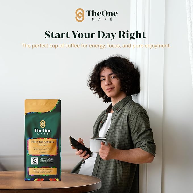 TheOne Kafé Guatemala Medium Roast Ground Coffee – Organic, Single Origin, Premium Specialty Coffee, Ethically Sourced, Smooth & Rich Flavor – Fresh Roasted for Espresso, Drip, Pour Over – 12 oz