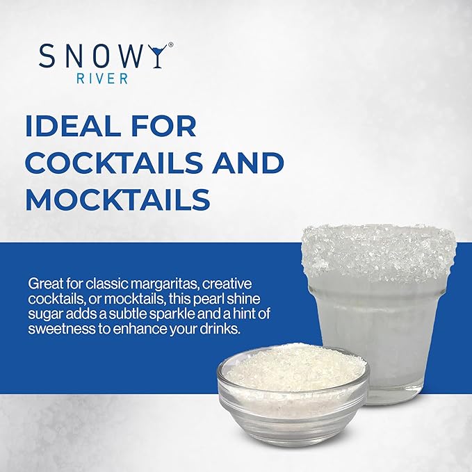 Snowy River Pearl, Cocktail & Margarita Sugar Rimmer - Vibrant Color Glass Rimming Sugar with Medium Crystal Texture - 16oz