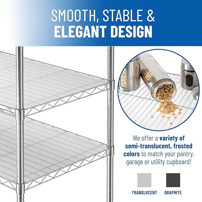 Sterling Shelf Liners for Wire Shelf System: Set of 5 in Graphite: 12 x 22 inch: Plastic Wire Shelving Mats