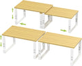 Adjustable Storage Shelves for Kitchen Cabinet Organization - Set of 2 Stackable Metal & Solid Wood Racks, Space-Saving Design for Countertop/Pantry/Garage, Easy Assembly(2 Packs/Medium/White)