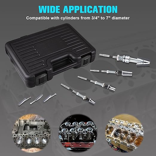 7PCS Engine Cylinder Hone Tool Set with Box, Adjustable Engine Cylinder Hone Tool Kit from Sizes 3/4" to 7" Cylinders, Engine Cylinder Grinding and Polishing Tools with 1-⅛", 3" and 4" Honing Stones