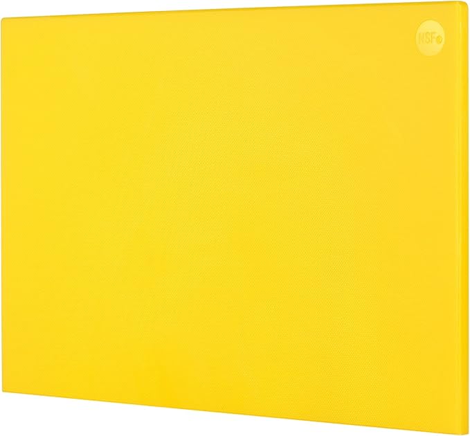 CURTA Cutting Boards for Kitchen, 20" x 14" x 0.5" Yellow Color Coded Plastic Commercial Chopping Board with Anti Slip Surface Dishwasher Safe