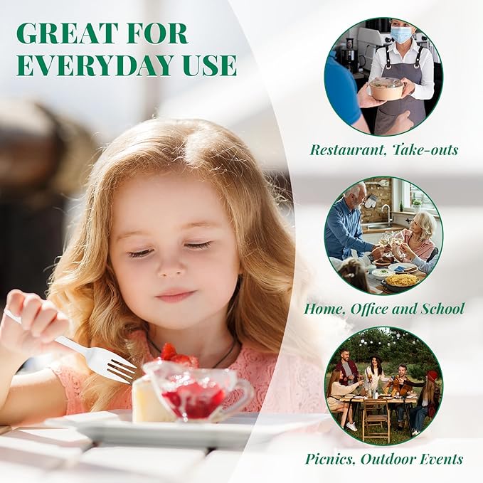 FOCUSLINE 1000 Count White Plastic Forks, Disposable Forks Bulk, Heat Resistant Plastic Silverware for Take out Restaurants, Family Gatherings, Outdoor Activities