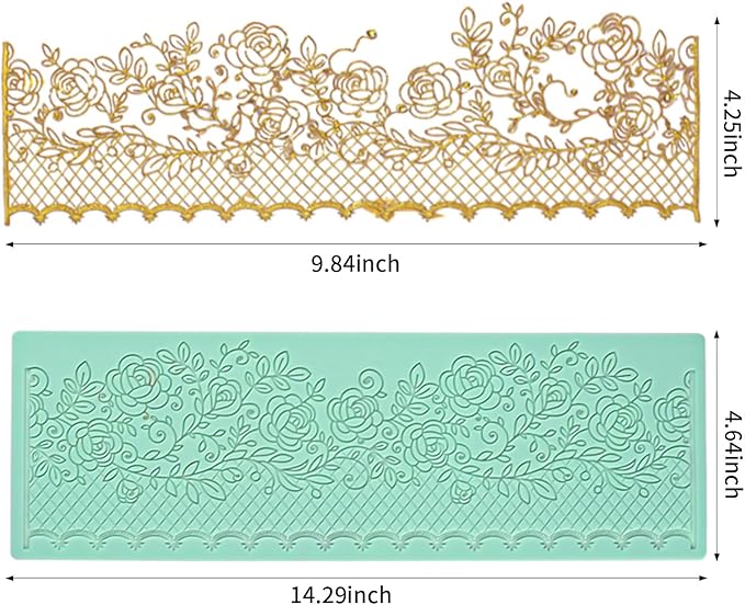 GROWTAIL Lace Molds Silicone,Cake Fondant Embossing Mat,Lace Molds for Cake Decorating Edible Lace