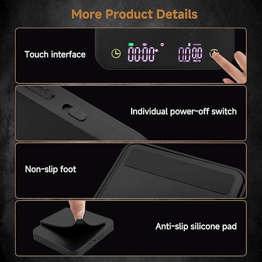 Mini Coffee Scale with Timer, 3kg/0.1g Espresso Scale Rechargeable with Flow Rate Display, Portable Digital Coffee Scale with Multiple Mode Timer for Espresso, Pour-Over, French Press