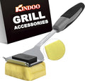 Grill Brush Bristle Free for Outdoor Grill, Steam Grill Cleaning Brush Replaceable BBQ Cleaner Brush Head,Extended Handle, Safe Grill Brush with Scraper for Cast Iron Stainless-Steel Grates,Black