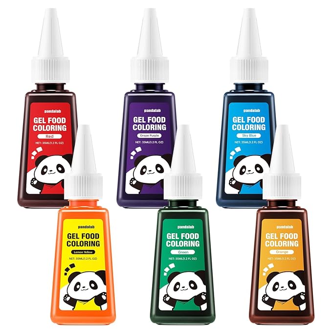 Gel Food Coloring Set - Concentrated Vibrant 6 Colors Food Grade Dye for Cake, Icing, Macarons, Cookies, Baking Decoration, Fondant, Edible Food Colors for Domestic Use - 7.1 fl.oz (35ml/Bottle)