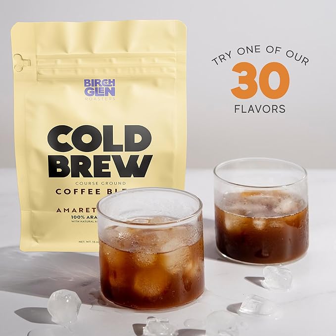 Birch Glen Roasters Cold Brew Coffee | Flavored Coarse Ground Coffee | Medium Roast | Artisanal Roasting | 100% Arabica |1 LB Bag | Snickerdoodle