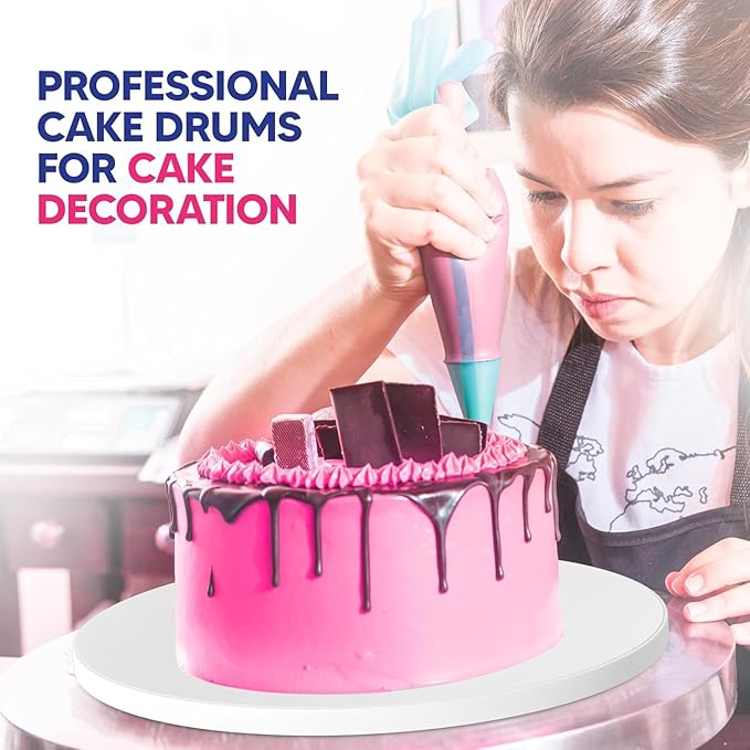 RICCLE Cake Boards - 16 Inch Cake Drum - Pack of 6 Smooth-Edged - Sturdy Cake Boards Round - Bend Resistant Multi-Layered Cake Base for Minimalist Displays (16 Inch)