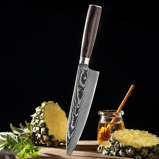 Wakoli ESE 3-Piece Damascus Knife Set – Professional Chef’s Knives | 67-Layer VG10 Core Steel | Ergonomic Pakkawood Handles | Premium Kitchen Knives in Wooden Gift Box