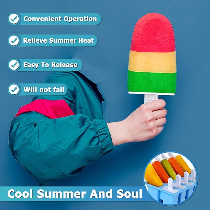 Silicone Popsicle Molds 12-cavity, DIY Ice Pop Mold for Kids Adult Teens, Ice Cream Molds for Party Yogurt Juice Smoothies Sticks