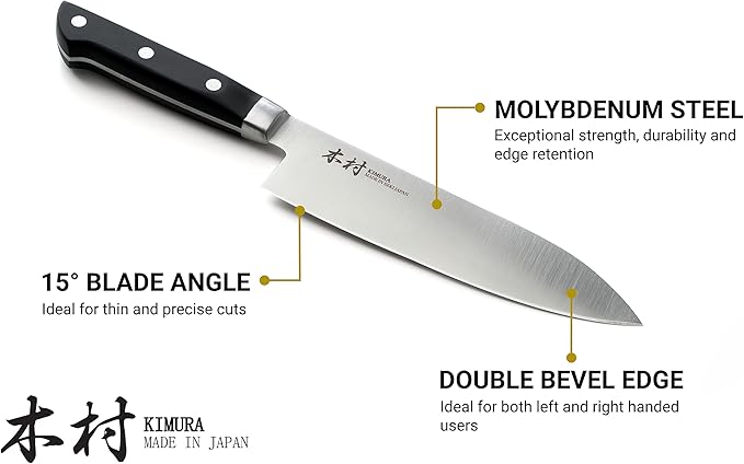 Kimura Santoku Knife, [Made in Japan], 7 inch Professional Chef Knife, Ultra Sharp High Carbon Molybdenum Stainless Steel Kitchen Knives, Chefs Knives with Ergonomic Handle - Japanese Chef's Knife