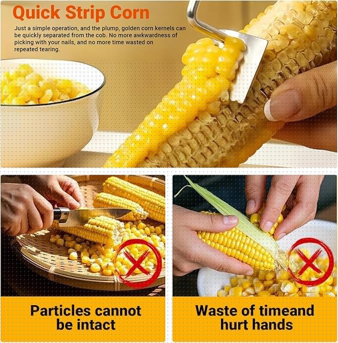 2pcs Stainless Steel Corn Peeler Stripper with Serrated Blade, Long Oval Ergonomic Handle Corn Remover Tool for Cob, 2025 Upgraded Gadget Tool for corn on the cob