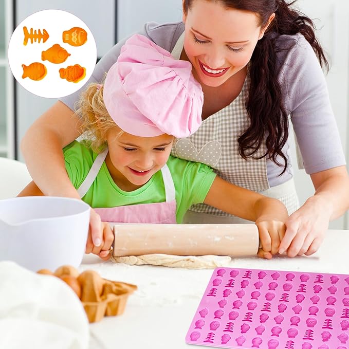 2 PCS Gummy Fish Candy Molds Silicone, Cat Dog Treat Molds,152 Cavity Fish Mini Silicone Mold for Chocolate, Fondant, Candy, Biscuits, Cookie, Jelly and Cat Dog Training Commands Concept