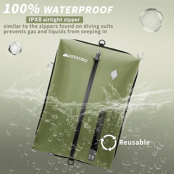 Vacuum Bag for Travel, Professional IPX8 Waterproof Reusable Vacuum Compression Bags for Travel Suitcases, Durable Space Saver Bag(3 PACK,With Pump)