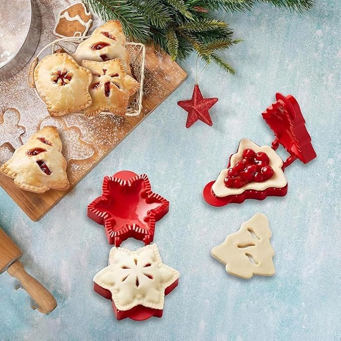 Christmas 3Pcs Mini pie molds, Hand Pie Molds, Cute Baking Supplies, Festive Pie Press & Pastry Molds for Holiday Parties & Baking (3)