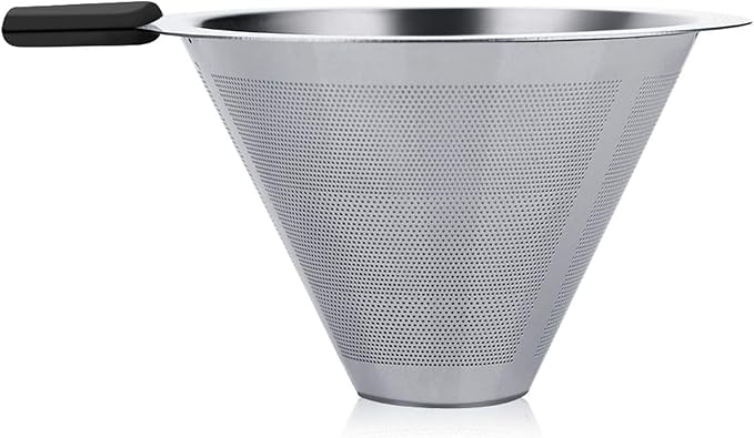 Joyzan Pour Over Coffee Maker, High-Heat Paperless Glass Drip Dripper Brewer Carafe with Reusable Stainless Steel Filter Scale Line Paperless Removable Portable Pot Set Clear Camping Hiking 400ML