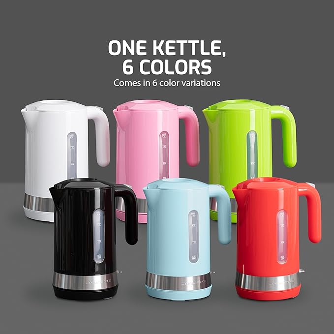 OVENTE 1.8L Electric Kettle, 1500W Fast Boiling Heater for Coffee or Tea, BPA Free, Easy to Fill Lid, Water Level Window, Auto Shut-Off, Boil-Dry Protection and Removable Filter, Green KP413G