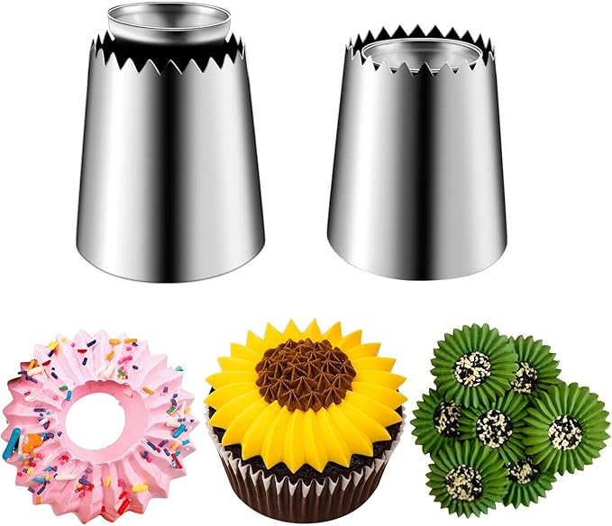 Suuker Sultan Tube Piping Tips Set, Stainless Steel Cake Decorating Tips, Frosting Icing Tips for Cupcakes, Cake, Cookie and Decorating（795S 796S）