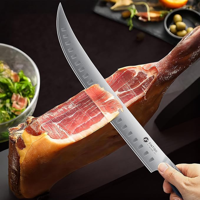 Carving Knife，11.6 Inch Brisket Slicing Knife, Japanese High Carbon Steel Butcher Knives with VG10 Steel Core & G10 Handle, Full Tang Ultra Sharp Meat Cleaver for BBQ, Turkey, Roast, Brisket