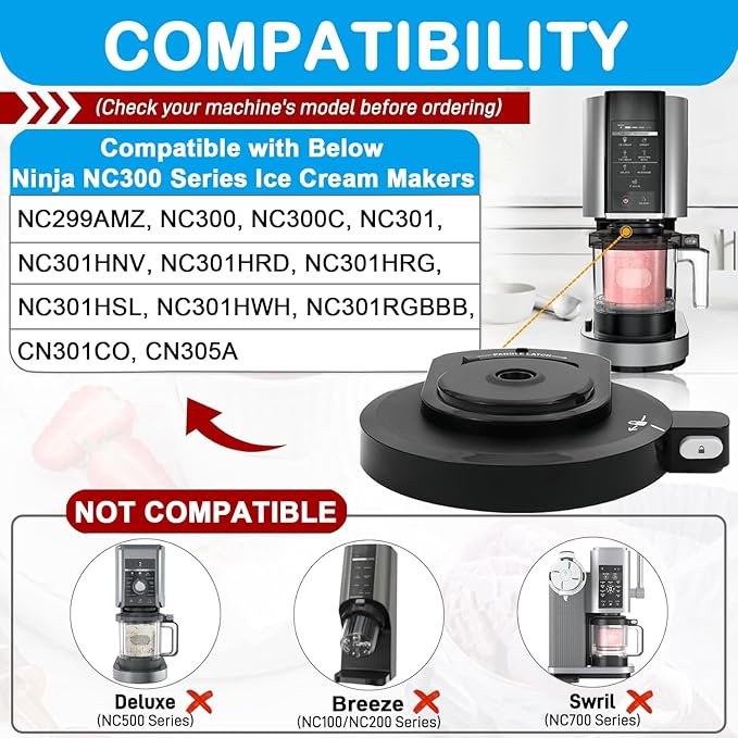 Outer Bowl Lid Replacement for Ninja Creami NC301 Ice Cream Maker, Reusable Creami Replacement Lid Compatible with Ninja Creamy NC301 NC300 NC299AMZ CN301CO Series, Ninja Creami Replacement Parts