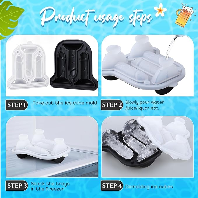 Hoolerry Ice Cube Molds Cube Trays Fun Shapes Silicone Ice Ball Maker with Lid for Whiskey Cocktails Juice Drinks Beverage Crafting Accessories White Elephant Gifting(Black,Classic Style)