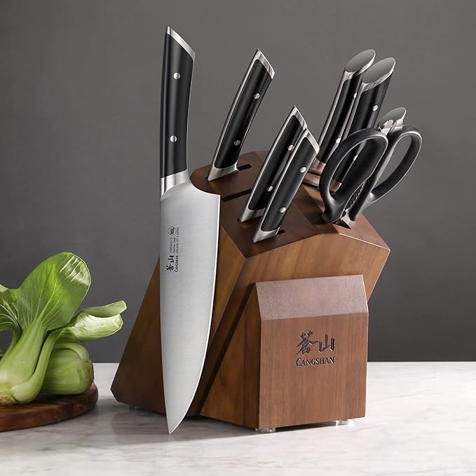Cangshan HELENA Series German Steel Forged Knife Block Set (10-Piece, Black)