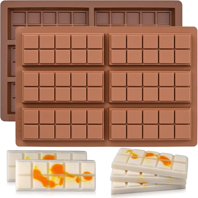 Silicone Wax Melt Molds - Rectangle Bar Molds for Wickless Candles & Chocolate