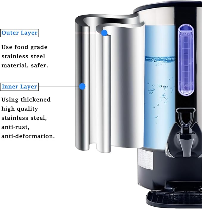 Electric Hot Milk Kettle Warmer Stainless Steel Hot Milk Dispenser Hot Milk Boiler And Warmer with Double Liner Quick-Temp or Boil for Milk Tea Coffee 1500W 8.8 Liter Capacity
