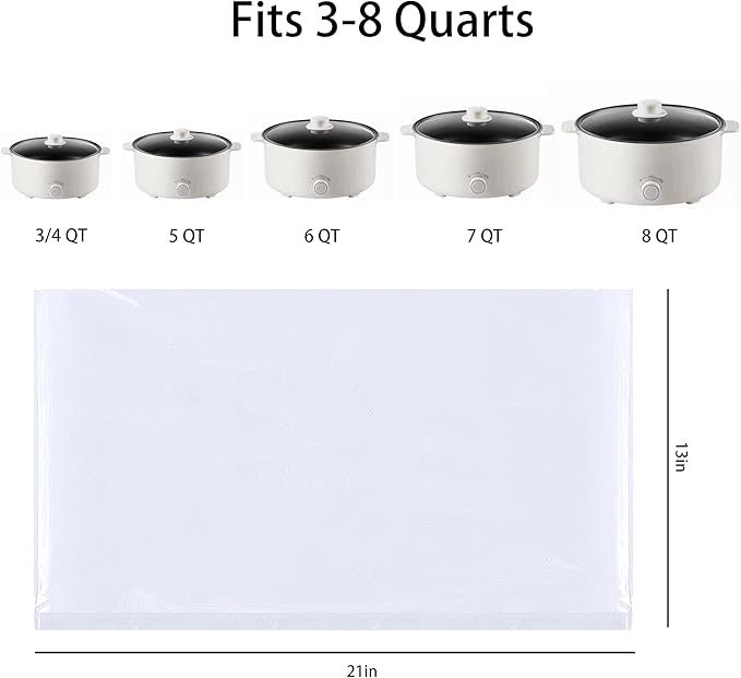 20 Pack Slow Cooker Liners, (Fits 3-8 Quarts) Disposable Oval Slow Cooker Bags for Crock Pot, BPA-Free and Easy to Clean, 13"x 21"