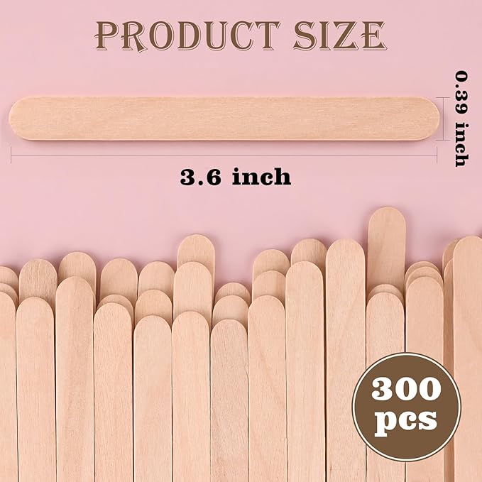 Sakolla 300 Pcs Popsicle Wooden Sticks, 3.65″ Length Natural Wood Mini Ice Cream Sticks for Ice Pop, Cakesicle, Cake Pop, DIY Crafts