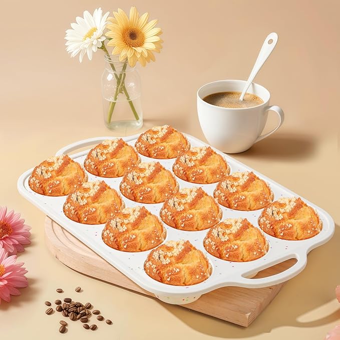 Silicone Muffin Pans for Baking with Metal Reinforced Frame 2 Pack with 24 Pack Individual Cupcake Containers, Nonstick Silicone Cupcake Pan for Baking Homemade Muffins, Dishwasher Safe BPA Free
