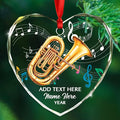 Personalized Year Text Name Tuba Instrument Glass Xmas Tree Ornament, Customized Tuba Lover Keepsake Ornaments Gift for Tubaist Daughter Son Husband Wife, Awesome Tubas Musical Instrument Ornament