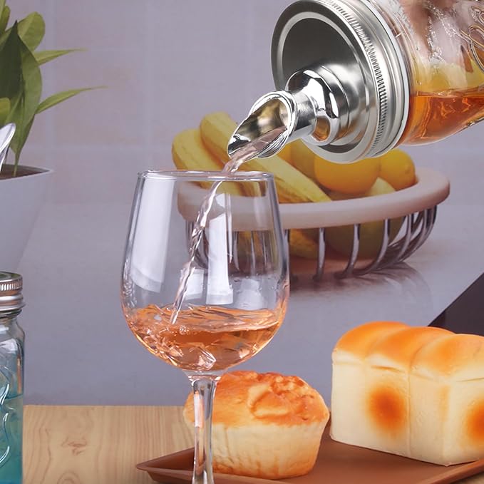 Mason Jar Pour Spouts. free flow Mason Jar Pour Spouts, mason jar for spout regular mouth size 70mm dispenser germination cover. Suitable for any liquid (4 pieces stainless)