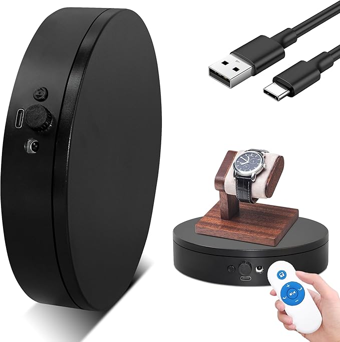 Knob Speed Adjustment Remote Control Motorized Rotating Display Stand 3d scanner Electric Turntable rotating platform for Photography Products Shows,Jewelry,Watch,3D Models,Cake Support AAA