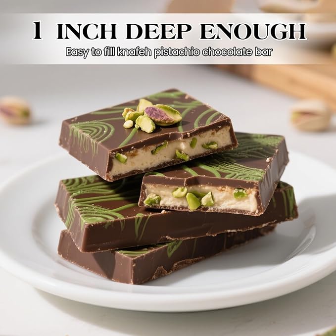 1 Inch Chocolate Bar Mold Deep Dubai Stuffed Chocolate Molds Silicone Large Break Apart Candy Molds (1 Pc)
